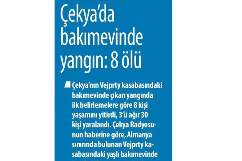Çekya'da Bakımevinde Yangın 8 Ölü