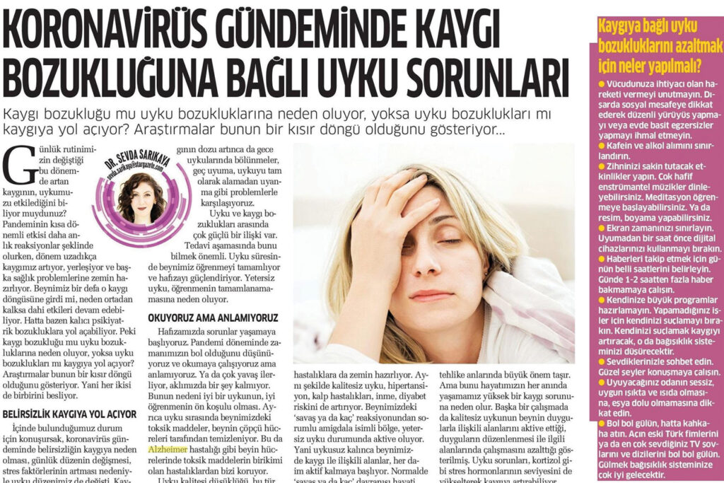 Koronavirüs Gündeminde Kaygı Bozukluğuna Bağlu Uyku Sorunları