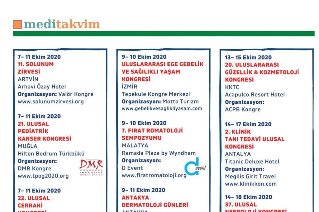 2020 Medikal Takvimi