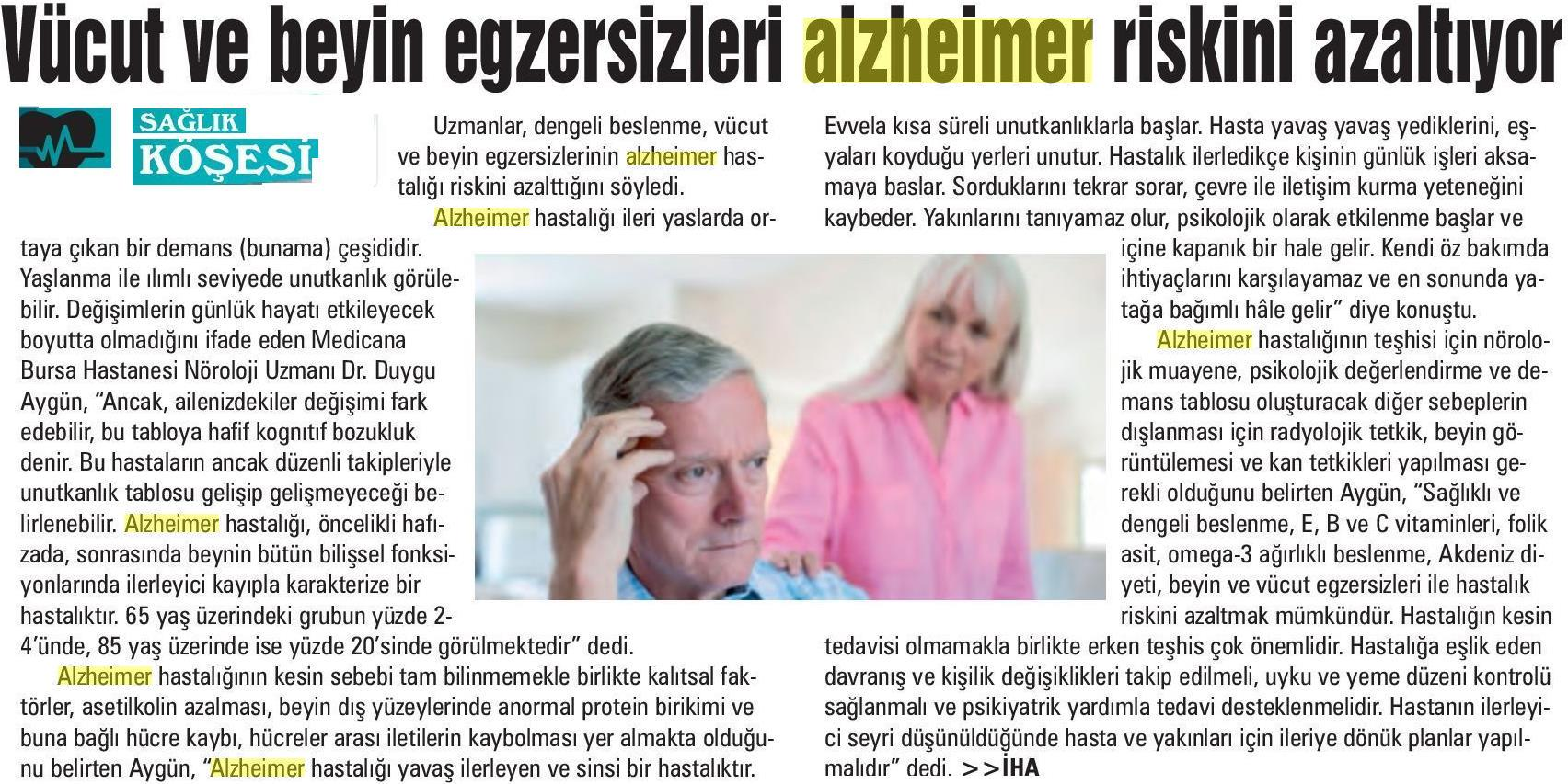 Vücut ve Beyin Egzersizleri Alzheimer Riskini Azaltıyor